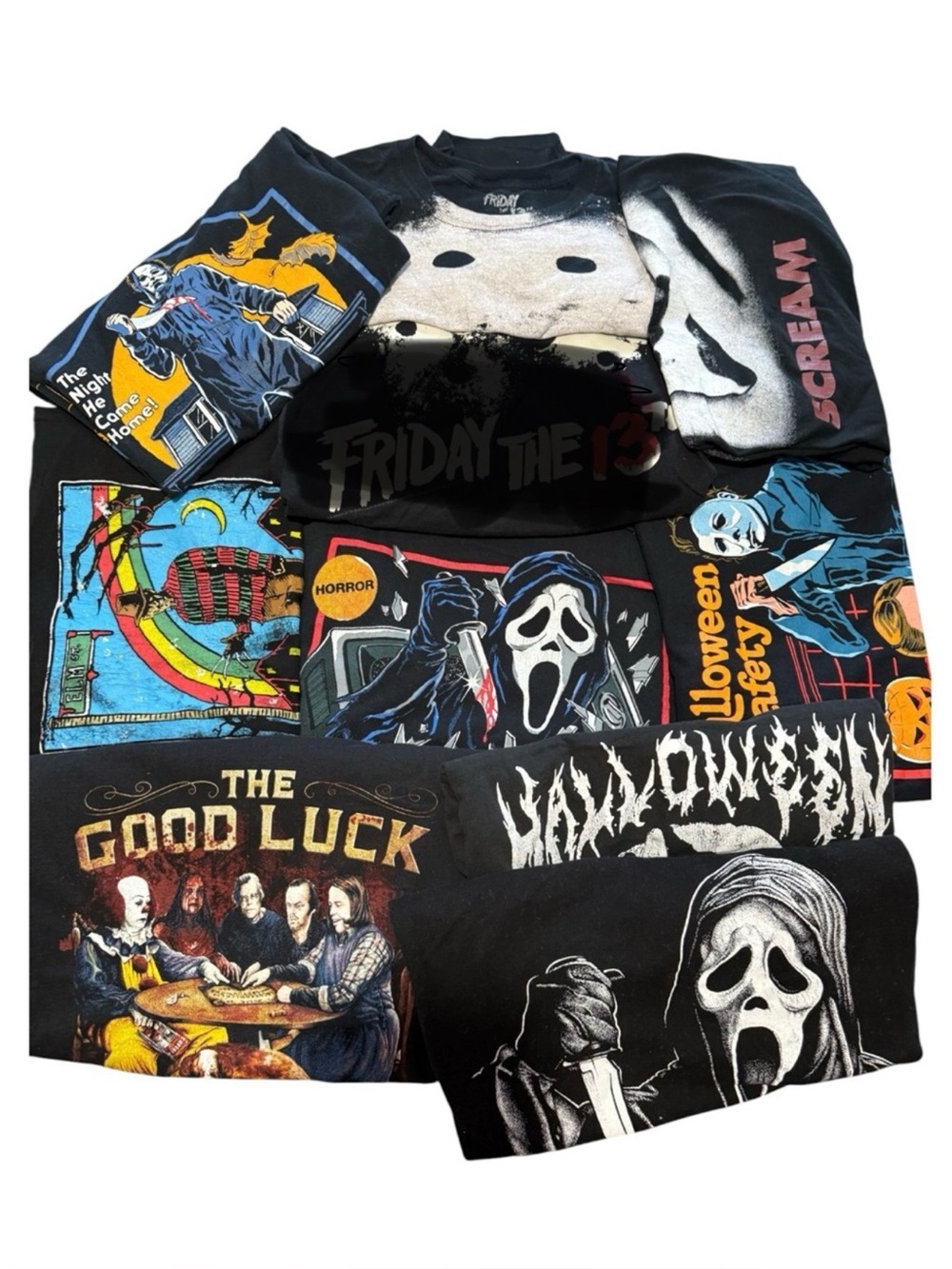 9 x Horror Tees T-Shirts Mixed Bundle Halloween Ghost Face Jason and More